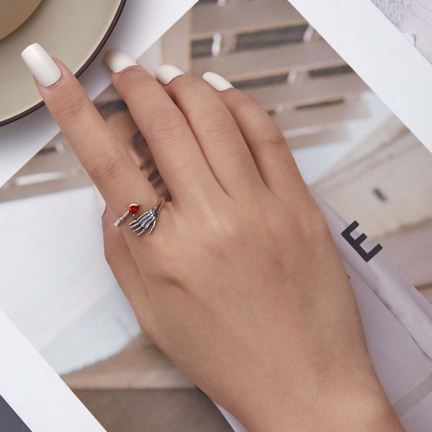 "Sylvory 925 Sterling Silver Bony Affair Ring"