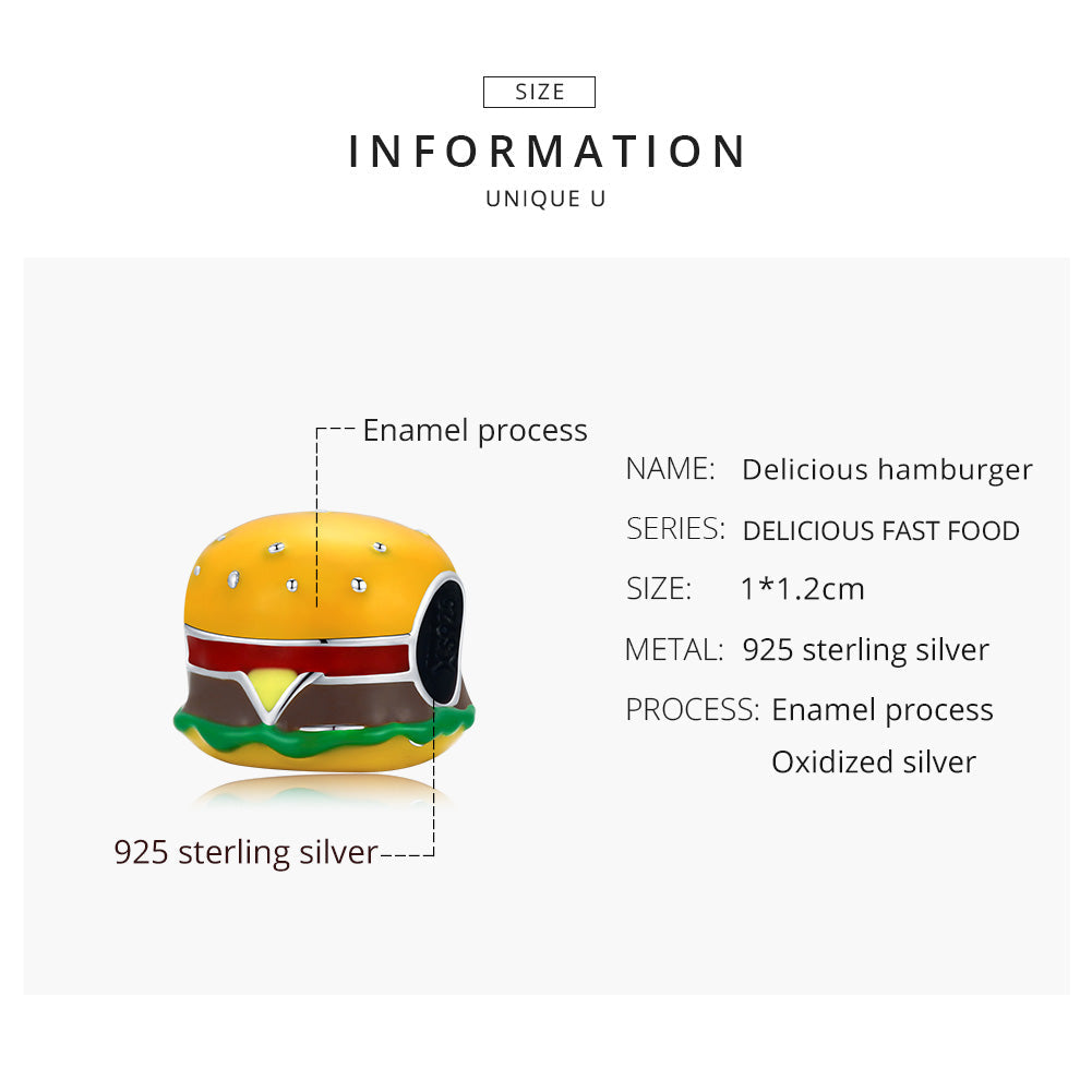 "Sylvory 925 Sterling Silver Burger Bliss Charm"