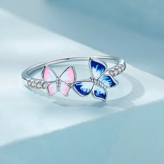 "Sylvory 925 Sterling Silver Butterfly Prism Ring"