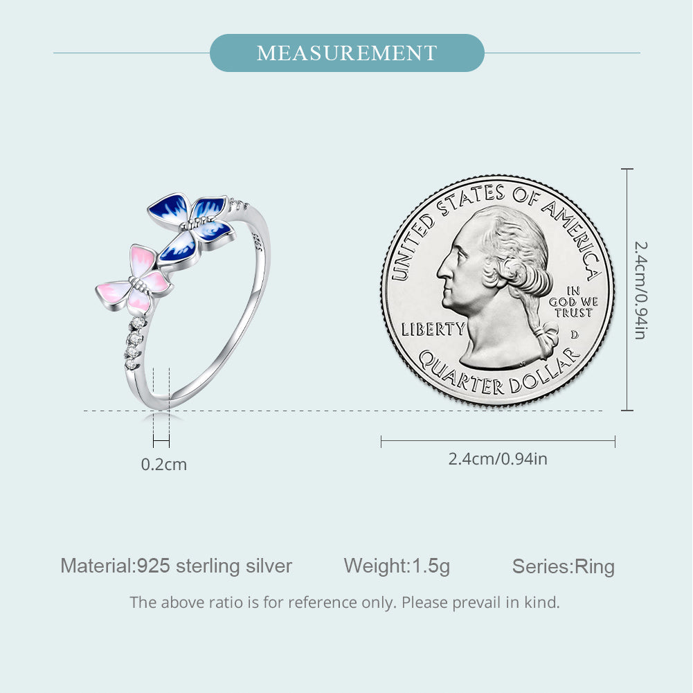 "Sylvory 925 Sterling Silver Butterfly Prism Ring"