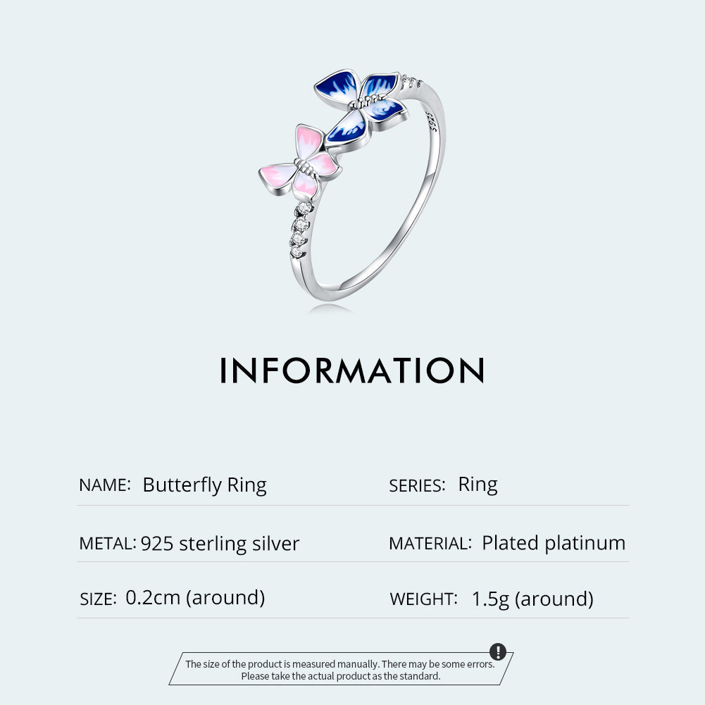 "Sylvory 925 Sterling Silver Butterfly Prism Ring"