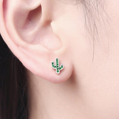 "Sylvory 925 Sterling Silver Cactus Elegance Studs"