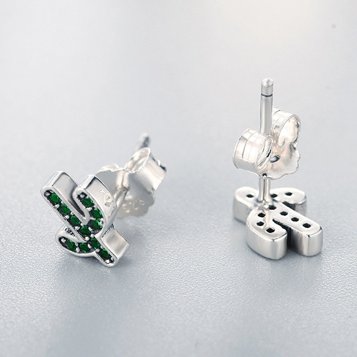 "Sylvory 925 Sterling Silver Cactus Elegance Studs"