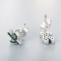 "Sylvory 925 Sterling Silver Cactus Elegance Studs"