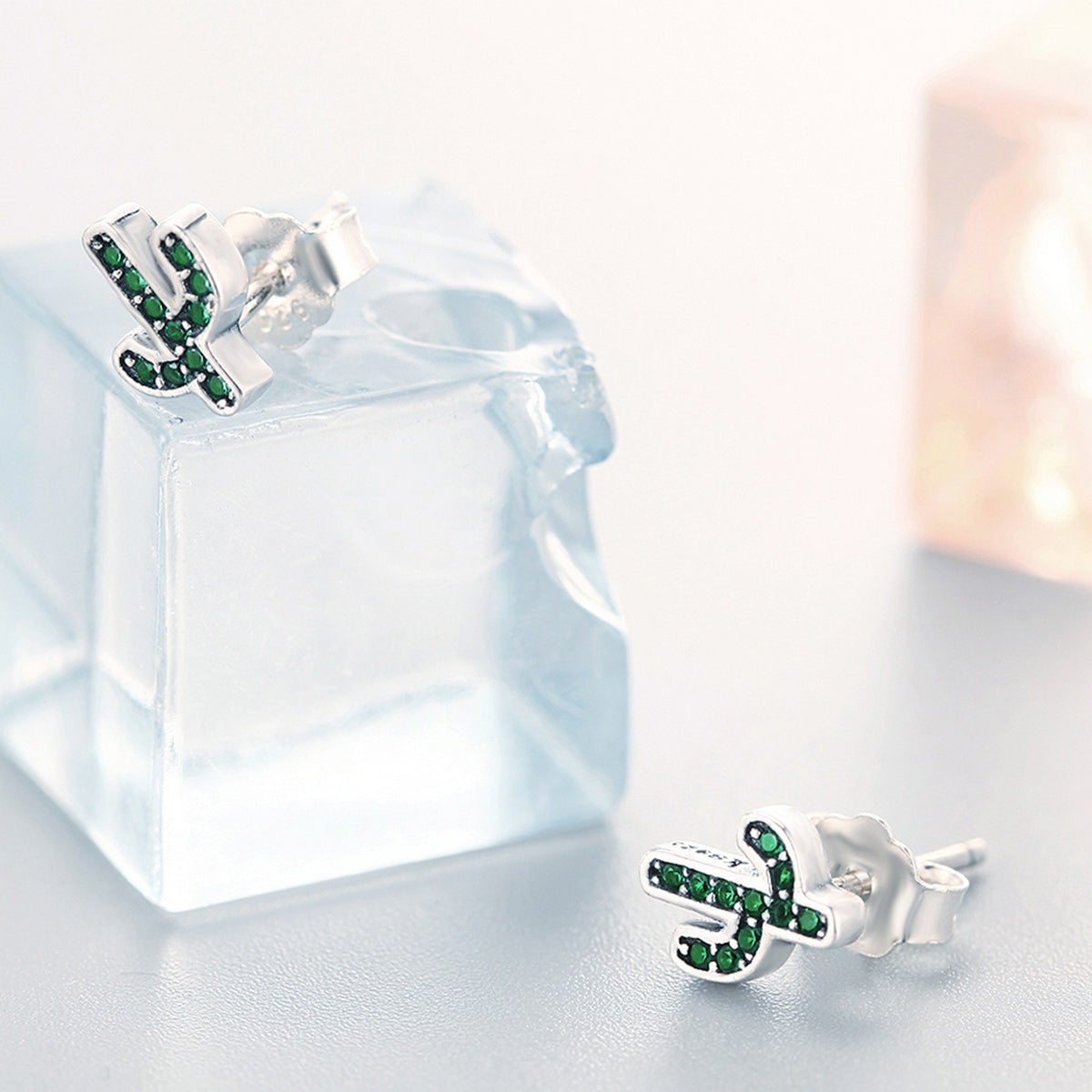 "Sylvory 925 Sterling Silver Cactus Elegance Studs"