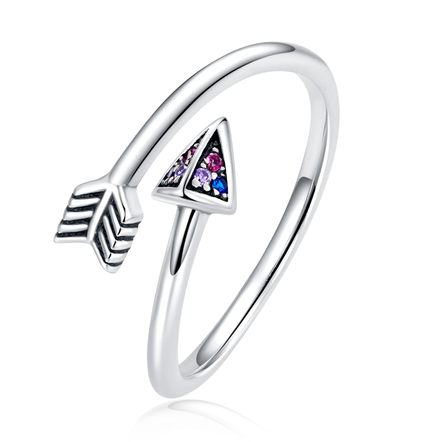 "Sylvory 925 Sterling Silver Colorburst Arrow Ring"