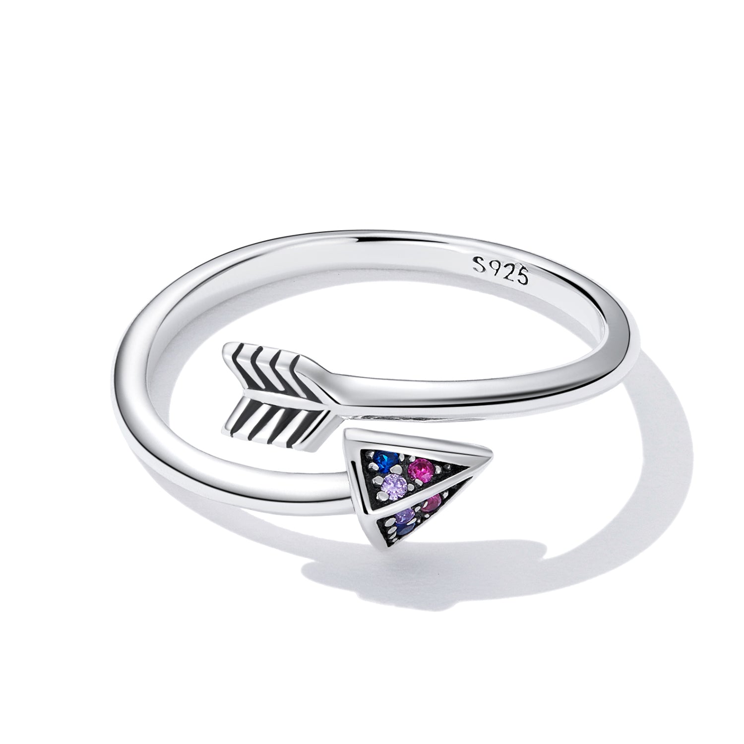 "Sylvory 925 Sterling Silver Colorburst Arrow Ring"