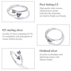 "Sylvory 925 Sterling Silver Colorburst Arrow Ring"