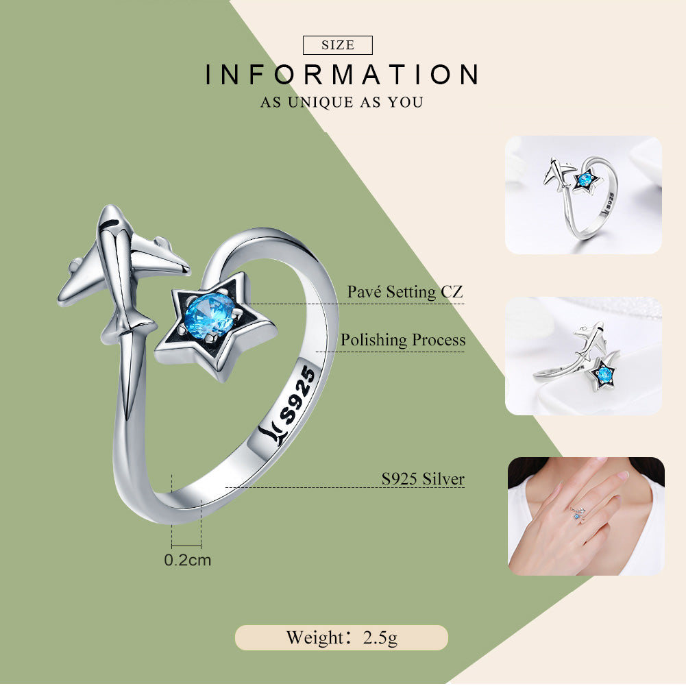 "Sylvory 925 Sterling Silver Cosmic Flight Ring"