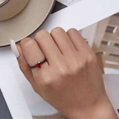 "Sylvory 925 Sterling Silver Crimson Midnight Ring"