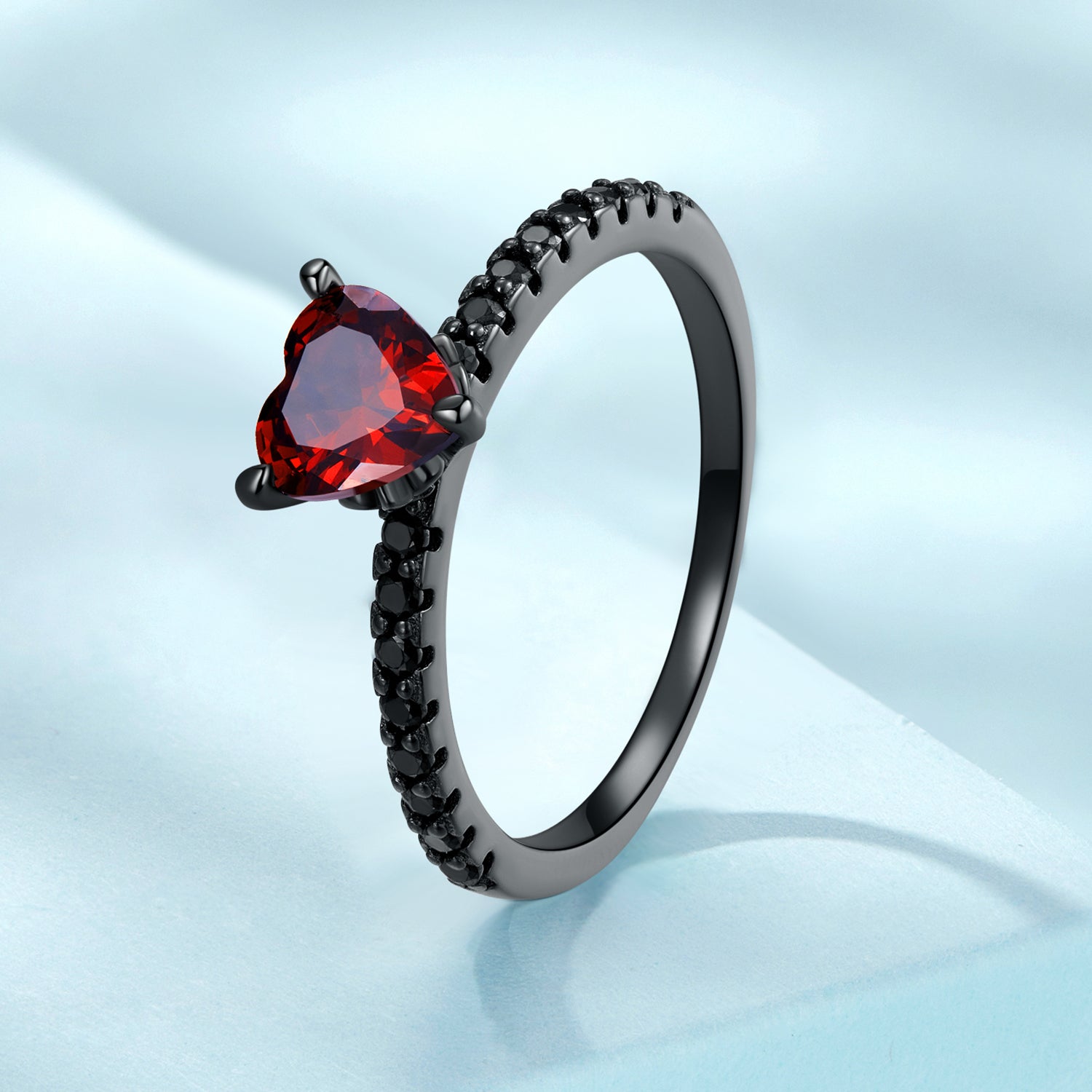 "Sylvory 925 Sterling Silver Crimson Midnight Ring"