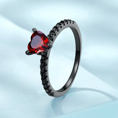"Sylvory 925 Sterling Silver Crimson Midnight Ring"