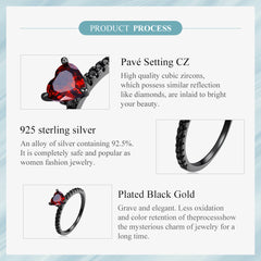 "Sylvory 925 Sterling Silver Crimson Midnight Ring"