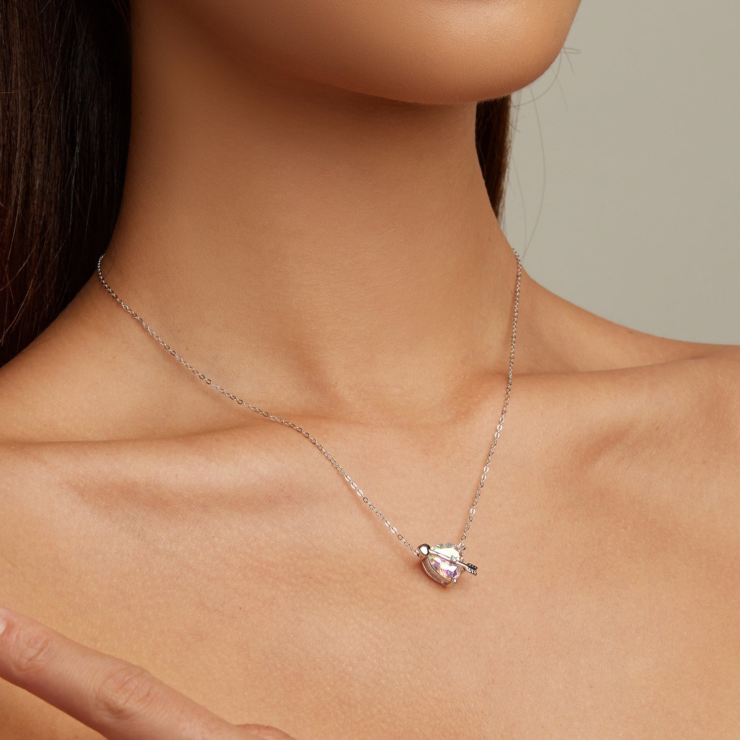 "Sylvory 925 Sterling Silver Cupid's Heartstone Necklace"