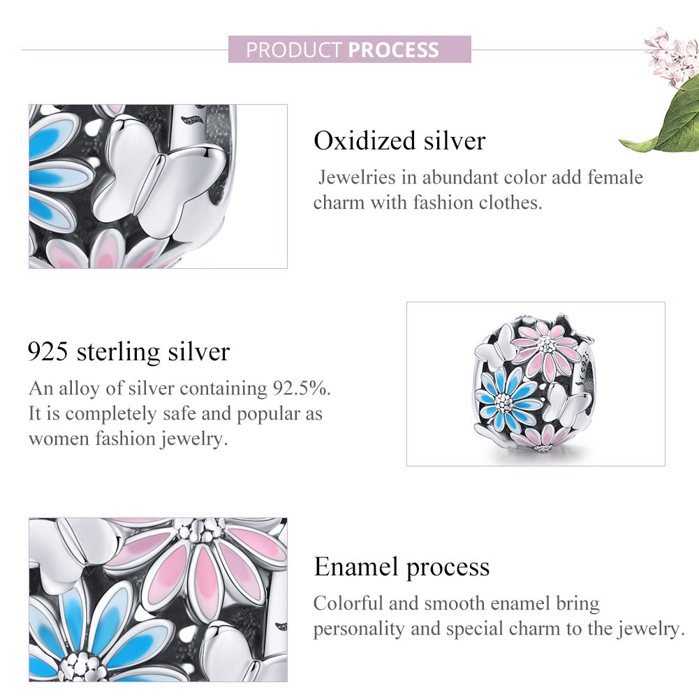 "Sylvory 925 Sterling Silver Daisy Dance Charm"