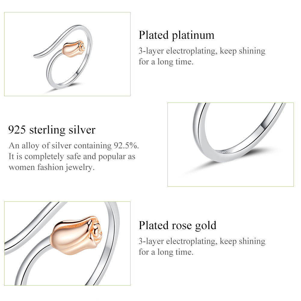 "Sylvory 925 Sterling Silver Delicate Rosebud Ring"