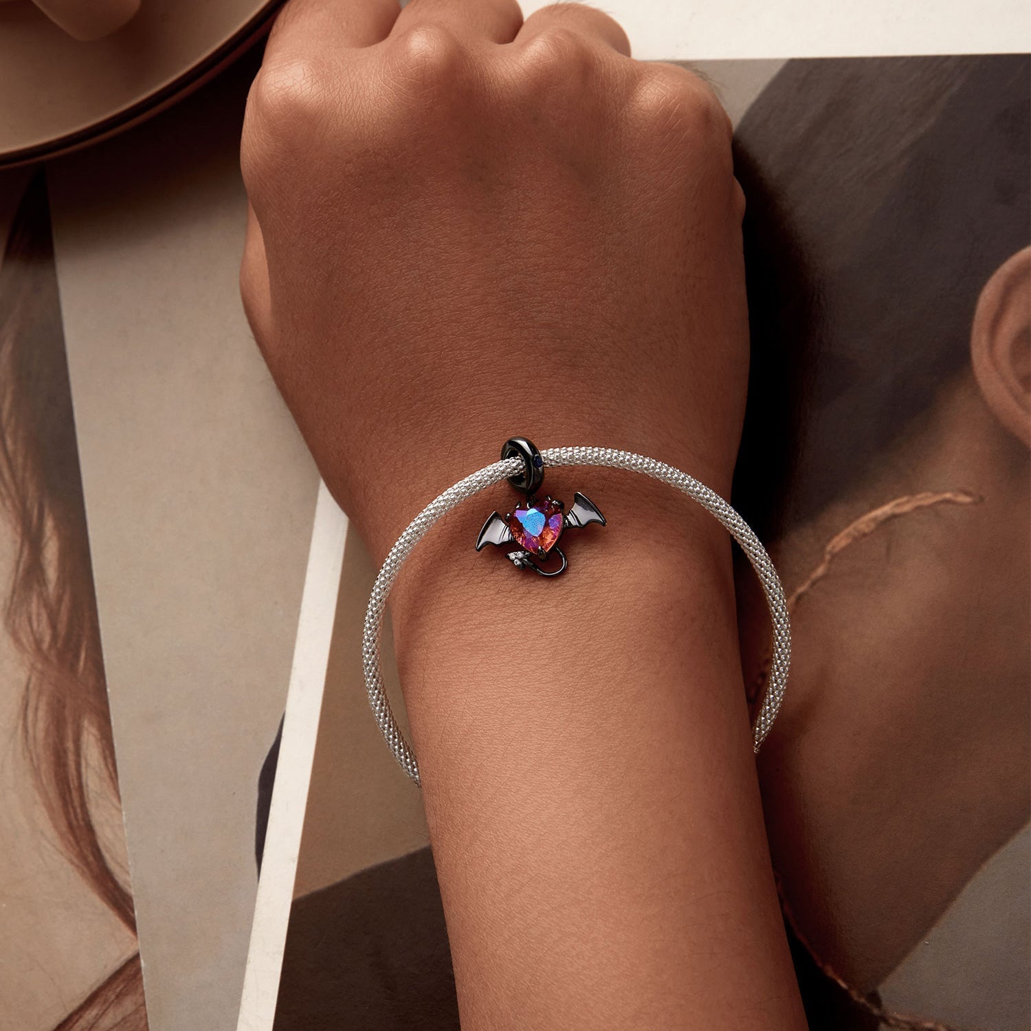 "Sylvory 925 Sterling Silver Devilish Heart Charm"