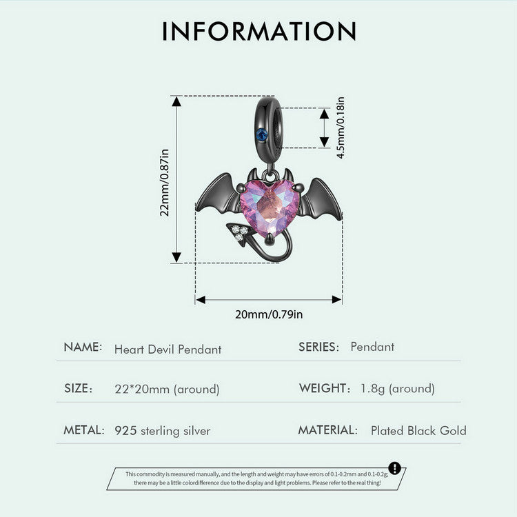"Sylvory 925 Sterling Silver Devilish Heart Charm"