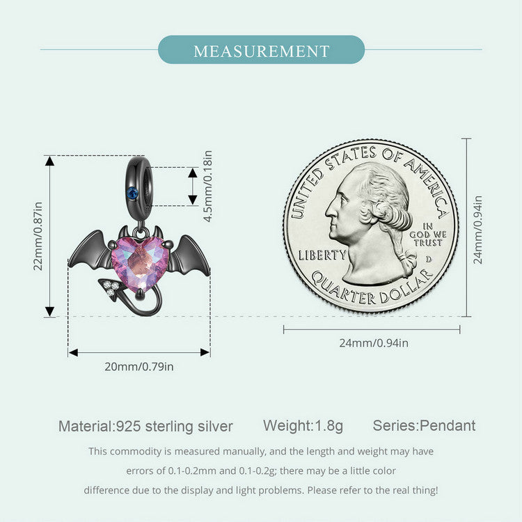 "Sylvory 925 Sterling Silver Devilish Heart Charm"