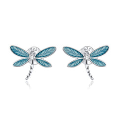 "Sylvory 925 Sterling Silver Driftwood Dragonfly Studs"