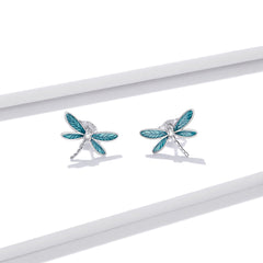 "Sylvory 925 Sterling Silver Driftwood Dragonfly Studs"