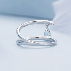 "Sylvory 925 Sterling Silver Emerald Cascade Ring"