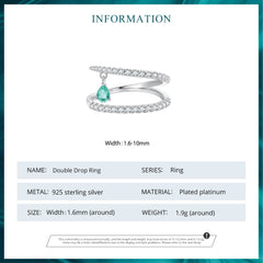 "Sylvory 925 Sterling Silver Emerald Cascade Ring"