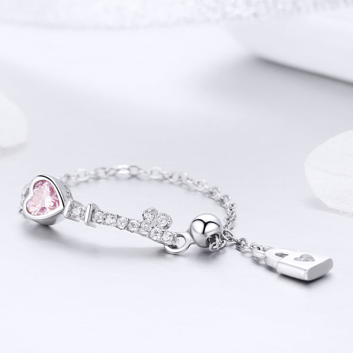"Sylvory 925 Sterling Silver Eternal Lock and Key Chain Ring"