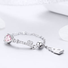 "Sylvory 925 Sterling Silver Eternal Lock and Key Chain Ring"