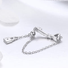 "Sylvory 925 Sterling Silver Eternal Lock and Key Chain Ring"