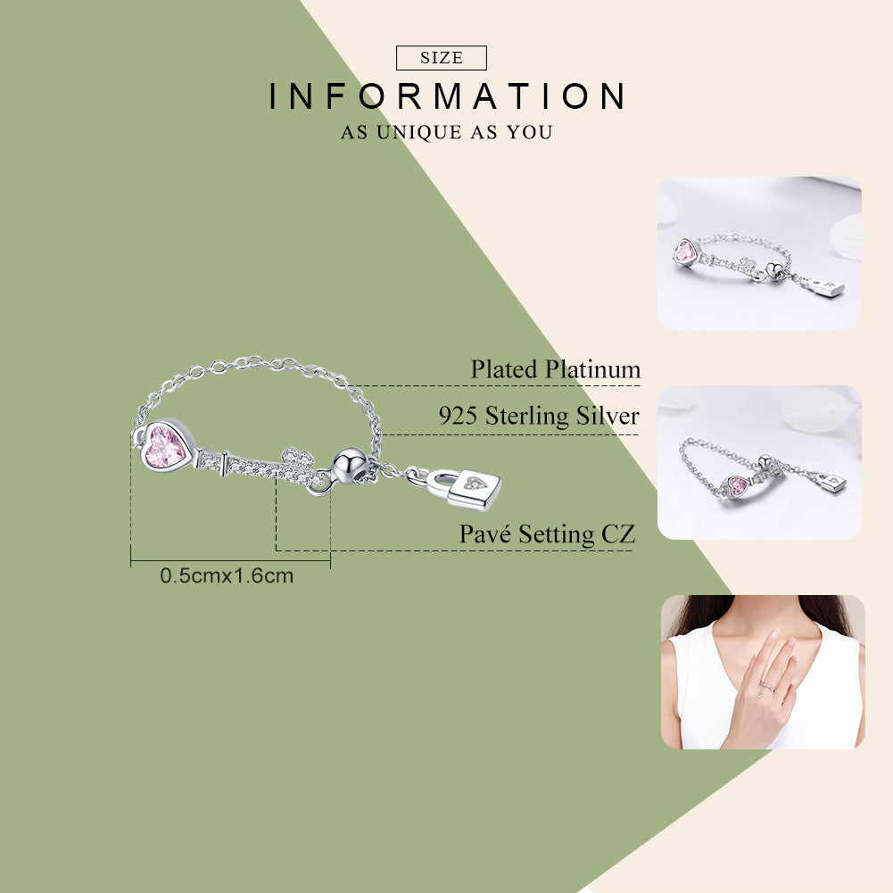 "Sylvory 925 Sterling Silver Eternal Lock and Key Chain Ring"