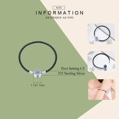 "Sylvory 925 Sterling Silver Evil Eye Guardian Leather Charm Keeper Bracelet"