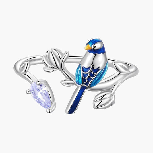 "Sylvory 925 Sterling Silver Feathered Perch Ring"