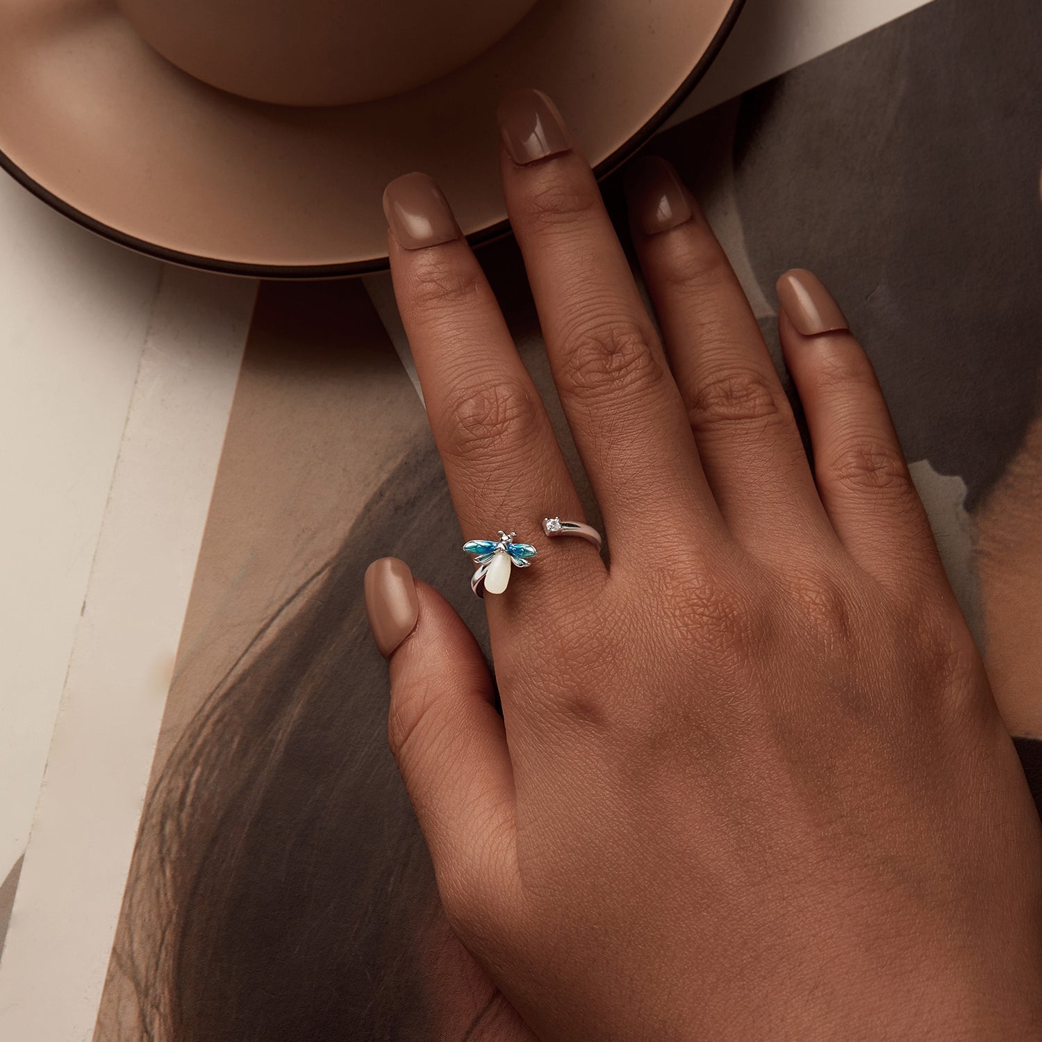 "Sylvory 925 Sterling Silver Firefly Glow Ring"