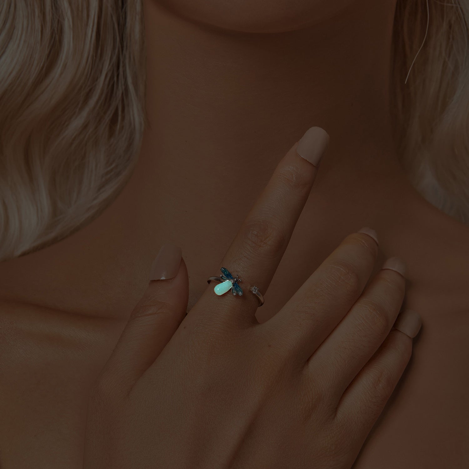 "Sylvory 925 Sterling Silver Firefly Glow Ring"