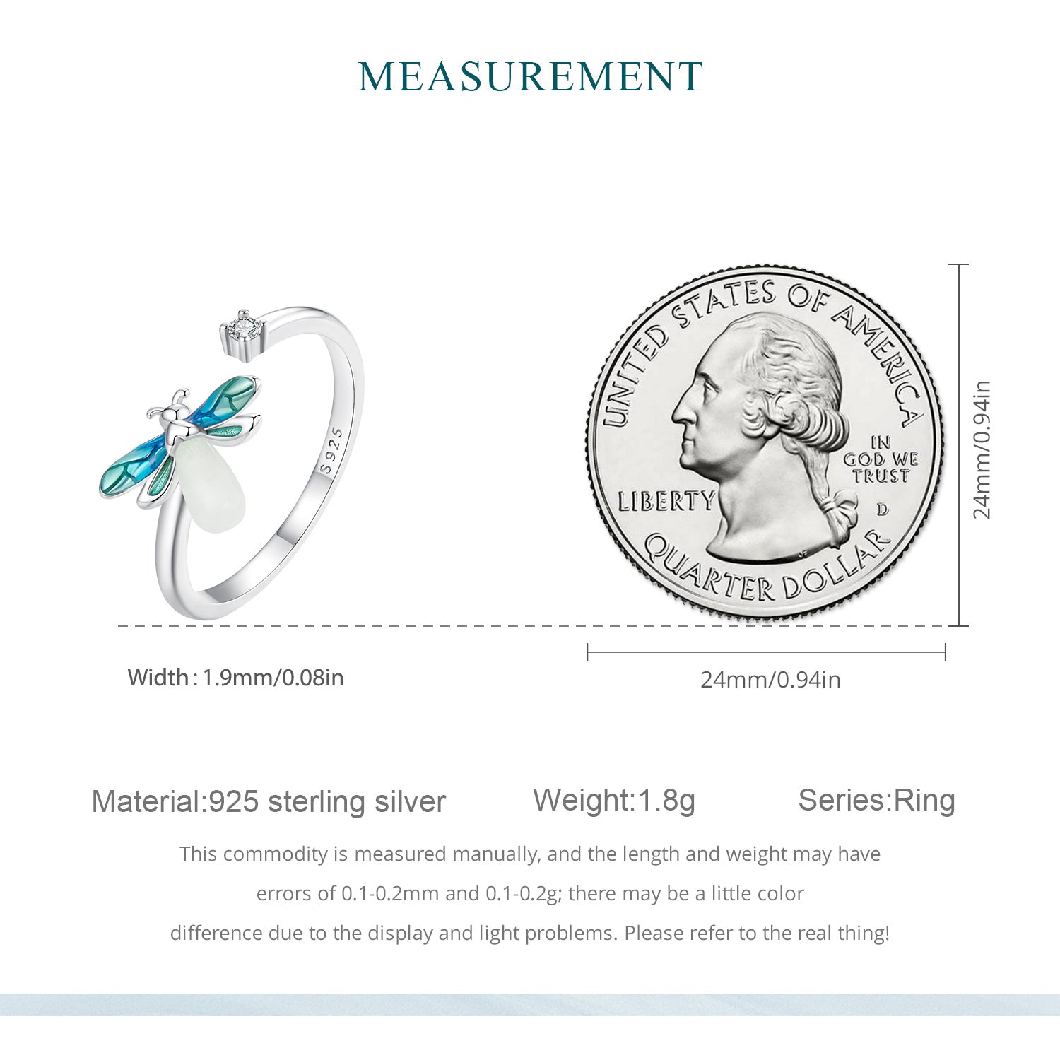 "Sylvory 925 Sterling Silver Firefly Glow Ring"