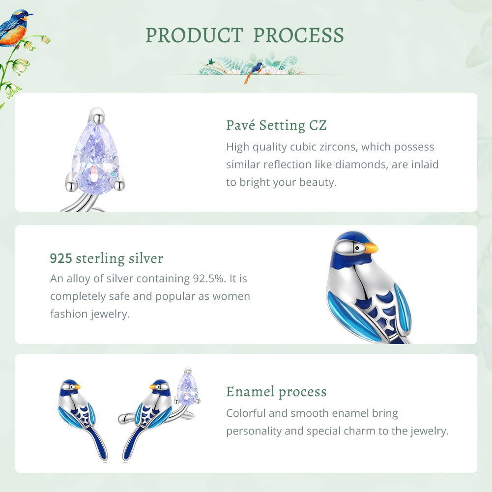 "Sylvory 925 Sterling Silver Flight Bird Studs"