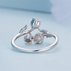 "Sylvory 925 Sterling Silver Floral Carousel Ring"