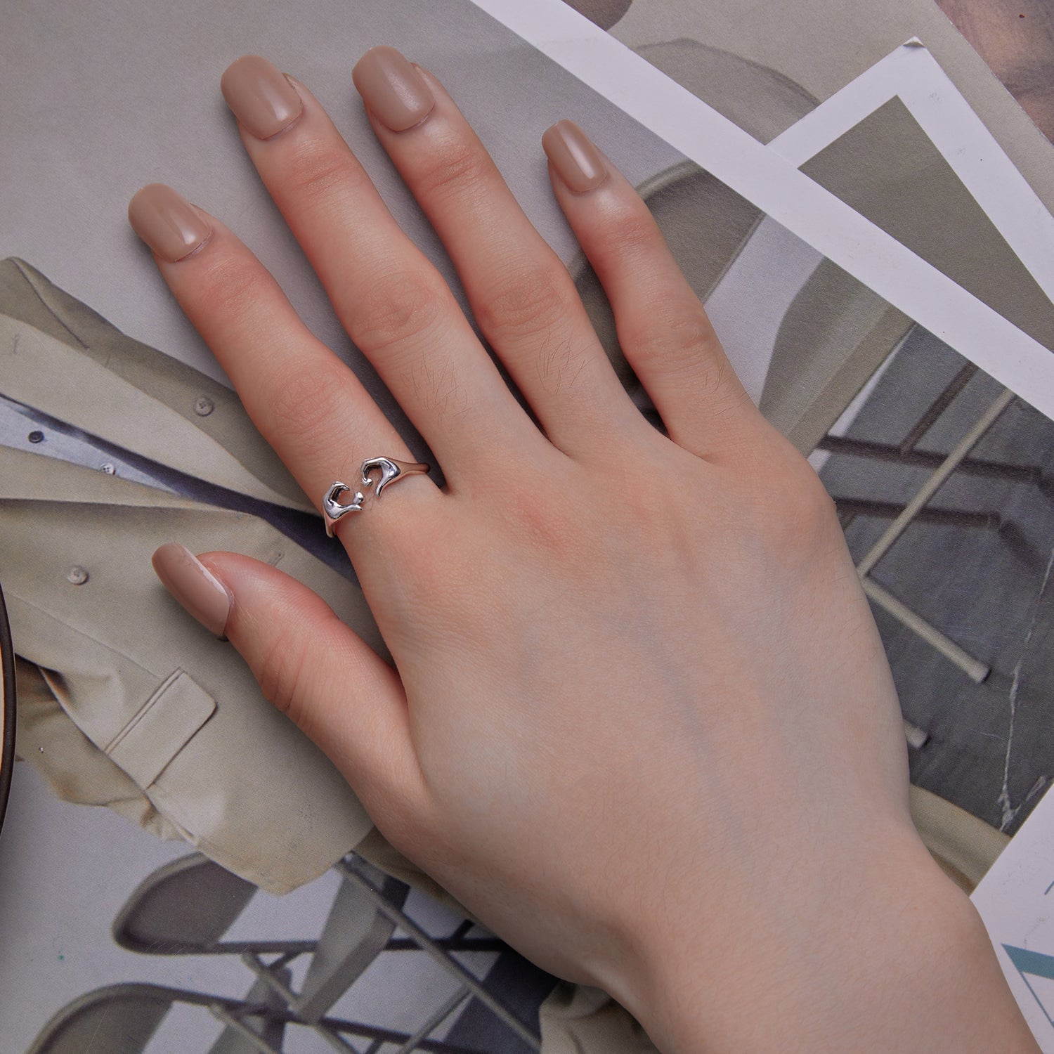 "Sylvory 925 Sterling Silver Gestural Love Ring"