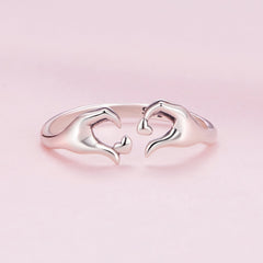 "Sylvory 925 Sterling Silver Gestural Love Ring"