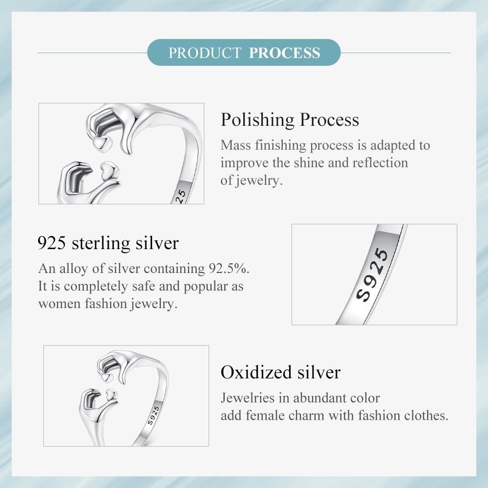 "Sylvory 925 Sterling Silver Gestural Love Ring"