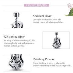 "Sylvory 925 Sterling Silver Guitar Groove Charm"