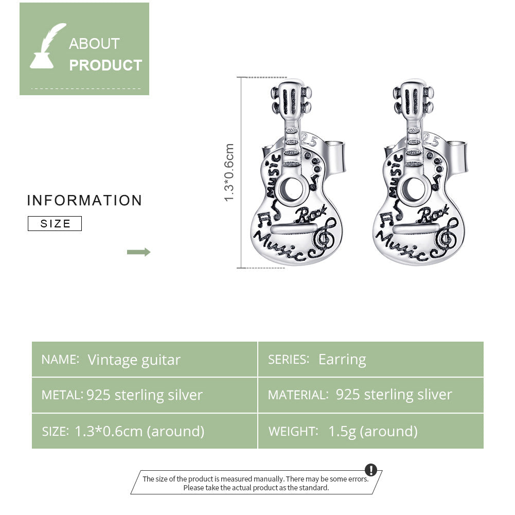 "Sylvory 925 Sterling Silver Guitar Groove Studs"