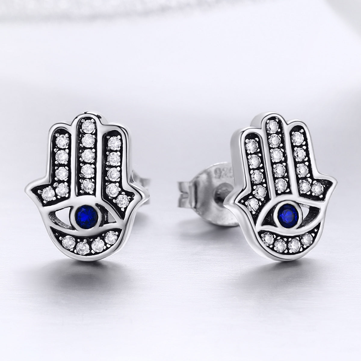 "Sylvory 925 Sterling Silver Hamsa Harmony Studs"