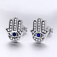 "Sylvory 925 Sterling Silver Hamsa Harmony Studs"