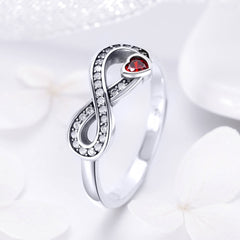"Sylvory 925 Sterling Silver Heartbound Infinity Ring"