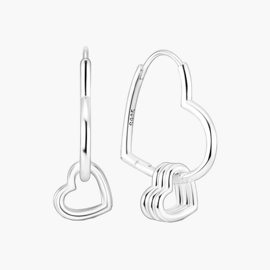"Sylvory 925 Sterling Silver Heartlink Hoop Charm Keeper Earring"