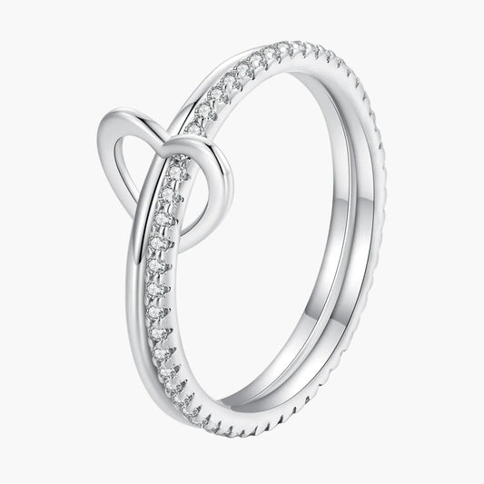 "Sylvory 925 Sterling Silver Heartlock Duo Ring"