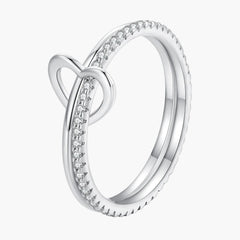 "Sylvory 925 Sterling Silver Heartlock Duo Ring"