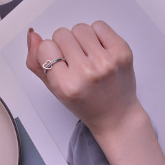 "Sylvory 925 Sterling Silver Heartlock Duo Ring"